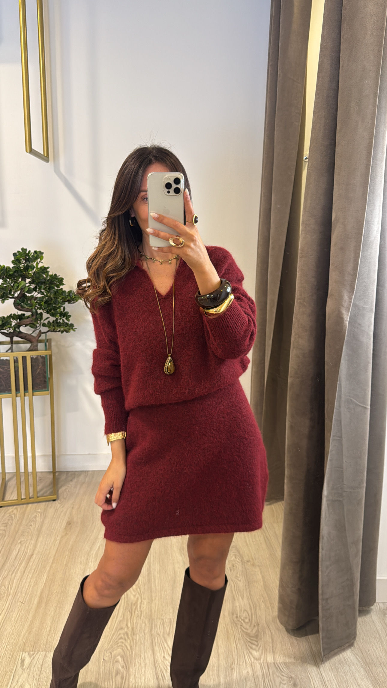 Conjunto de saia curta e camisola (várias cores)