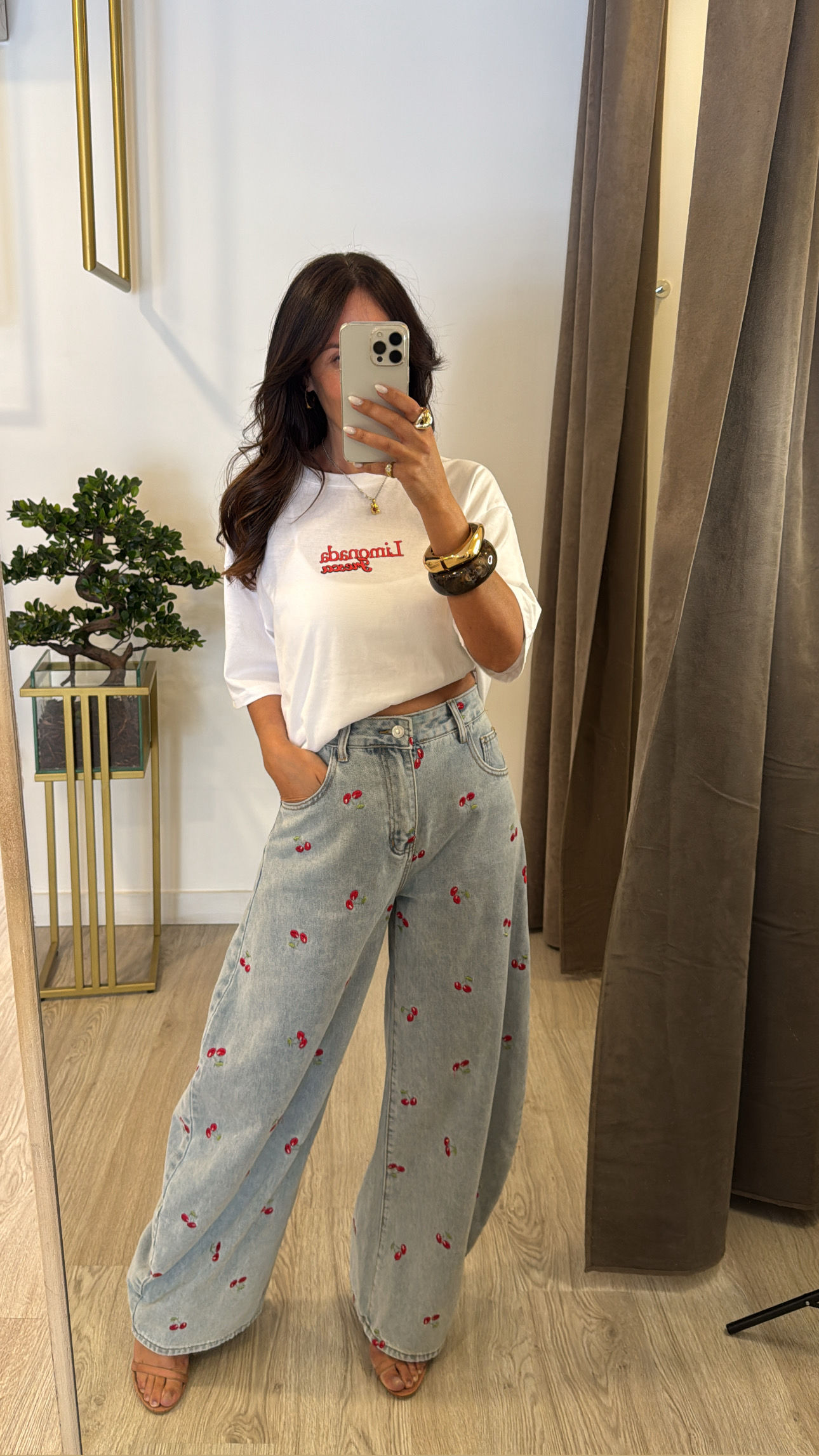Calça balloon cerejas 