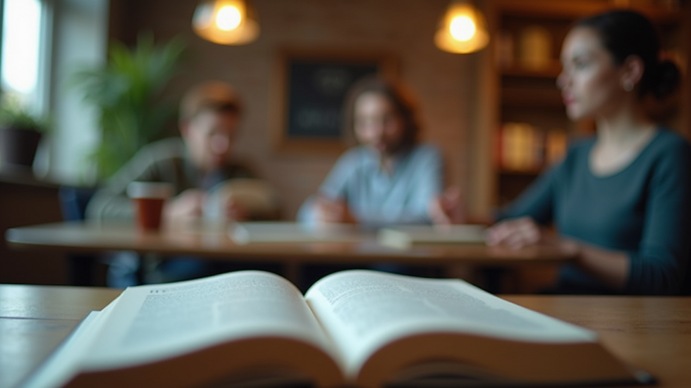 Close-up view of a student reading a book in a mentorship meeting