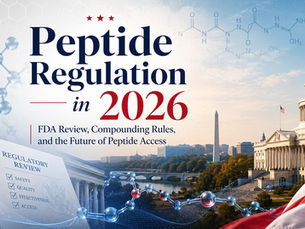 Image of Washington D.C. with a headline about Peptide Regulations