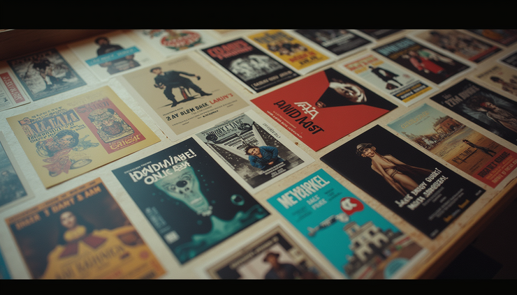 High angle view of a collage featuring iconic Sundance film posters and festival moments