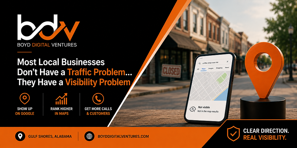 Smartphone displaying a business missing from Google map results beside a closed storefront sign, illustrating how poor online visibility can prevent local businesses from being found by potential customers searching online.