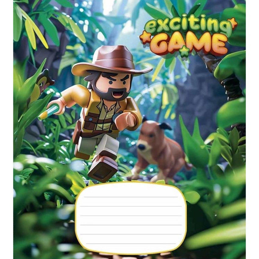 Набір зошитів Школярик 12 аркушів клітинку 5 дизайнів Exsiting Game 10 шт