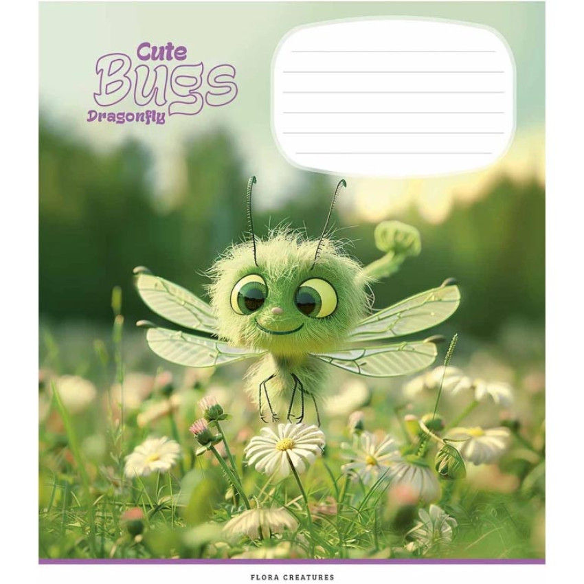 Набір зошитів Школярик 12 аркушів в косу лінію 5 дизайнів 10 шт Cute Bugs