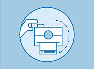 Instant Photo Picture with finger pressing button of camera