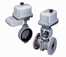 Electric valve actuators mounted on industrial butterfly and ball valves for automation systems in Kuwait