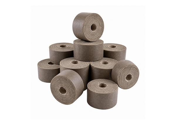 Rolls of brown anti-corrosion petrolatum tape, used to protect pipes and fittings from corrosion.