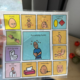 A visual choice board of why a child may not be feeling well.