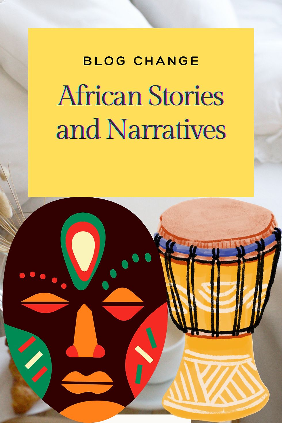 African drum and mask -
