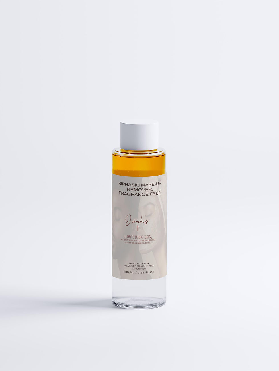 Jireh's Glow Studio Skin BiPhasic Make-up Remover Fragrance Free – gentle, effective makeup remover for all skin types