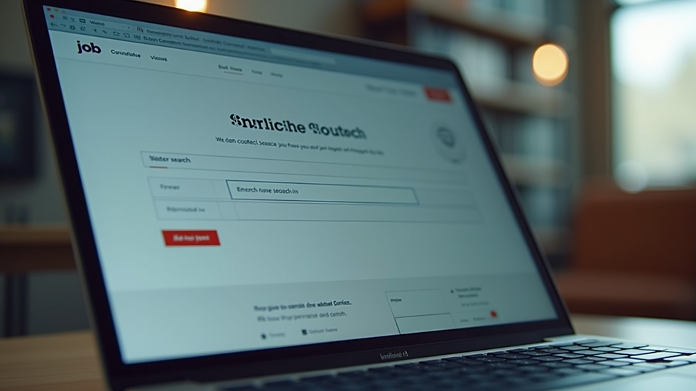 Close-up view of a laptop screen showing a job search website