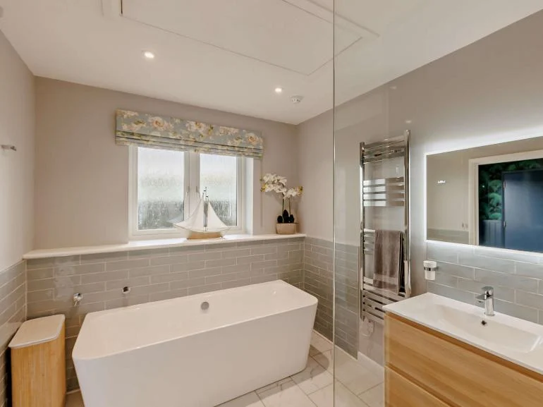 master bathroom with shower and bath