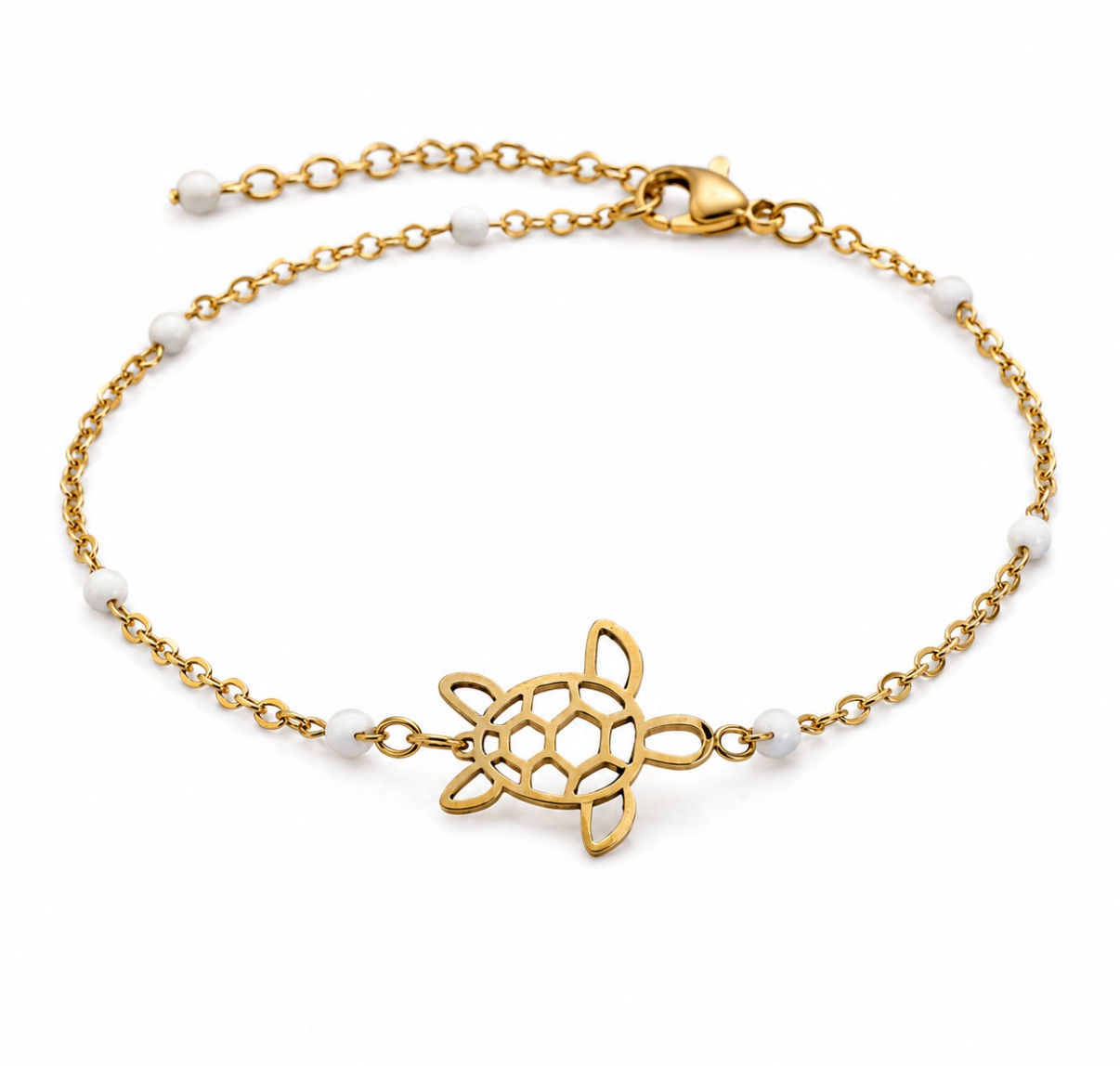 BRACELET TORTUE EMAILLE BLANC 