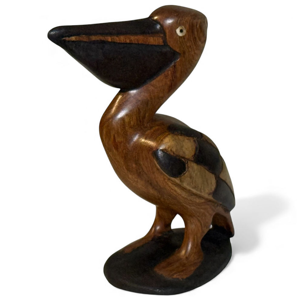 Thumbnail: Little Mahogany Pelican – Hand-Carved in Gambia | 8.5” Tall