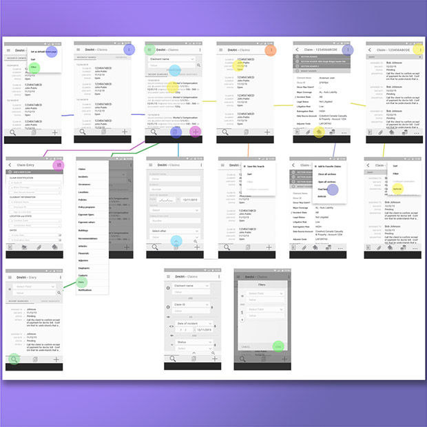 Image of low-resolution wireframes and user flow