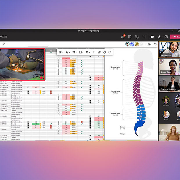 Montage of medical details of spinal surgery