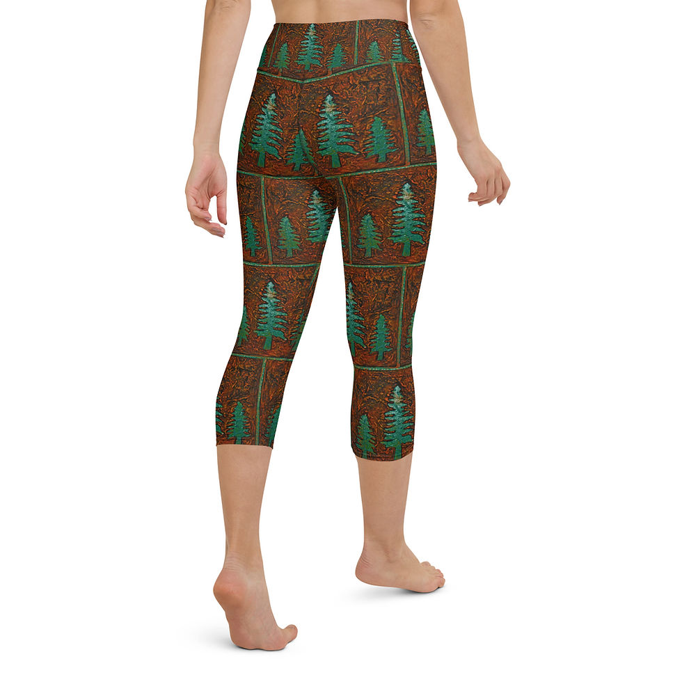 Thumbnail: Yoga Capri Leggings - Pine Trees