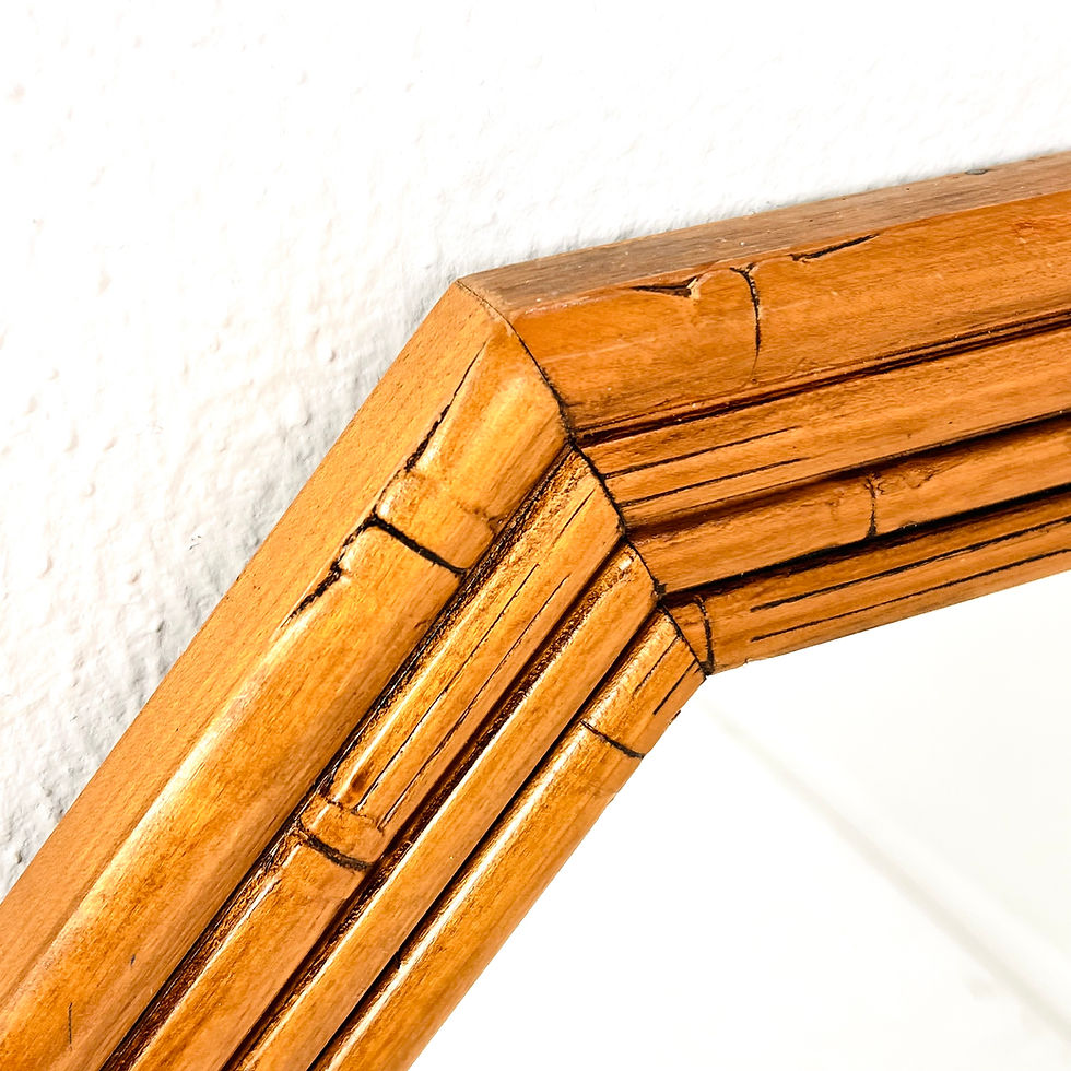 Thumbnail: #1917 Vintage Wood Faux Bamboo Wall Mirror