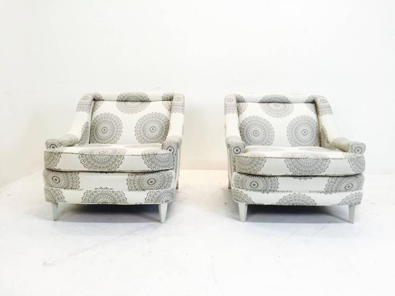 Thumbnail: #1807 Pair Stylish Armchairs w/Gray Medallions