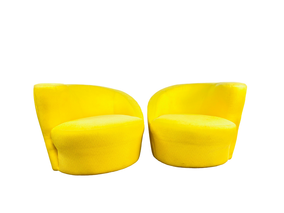 #1008 Pair of Asymmetrical Nautilus Swivel Chairs in the Style of Kagan
