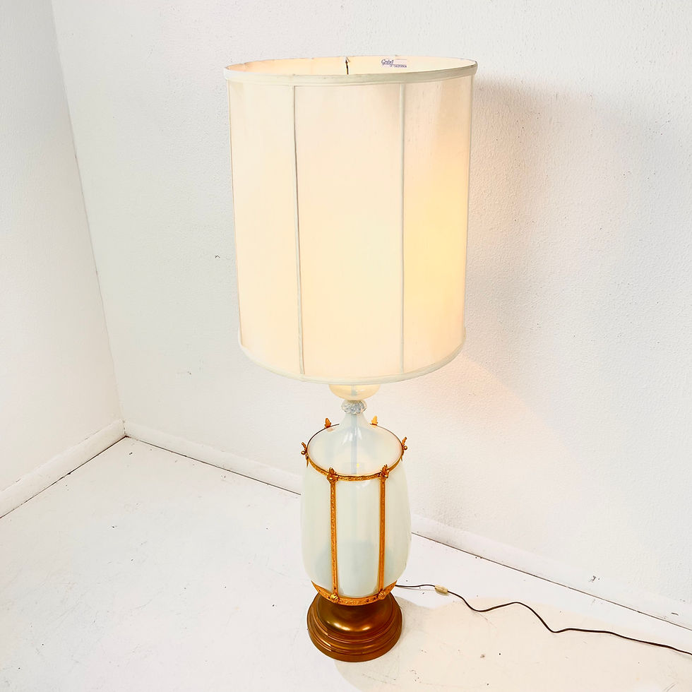 Thumbnail: #1912 Single Murano Opaline Glass Cage Lamp by Marbro