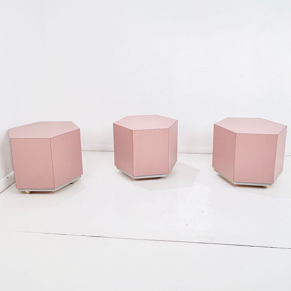 Thumbnail: #1546 Set of 3 Rolling Hexagonal Tables/Ottomans