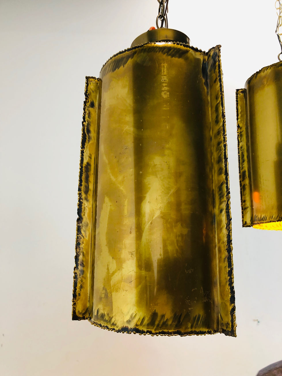 Thumbnail: #2847 Single Brass Brutalist Tube Pendant (Four Pendants Available)