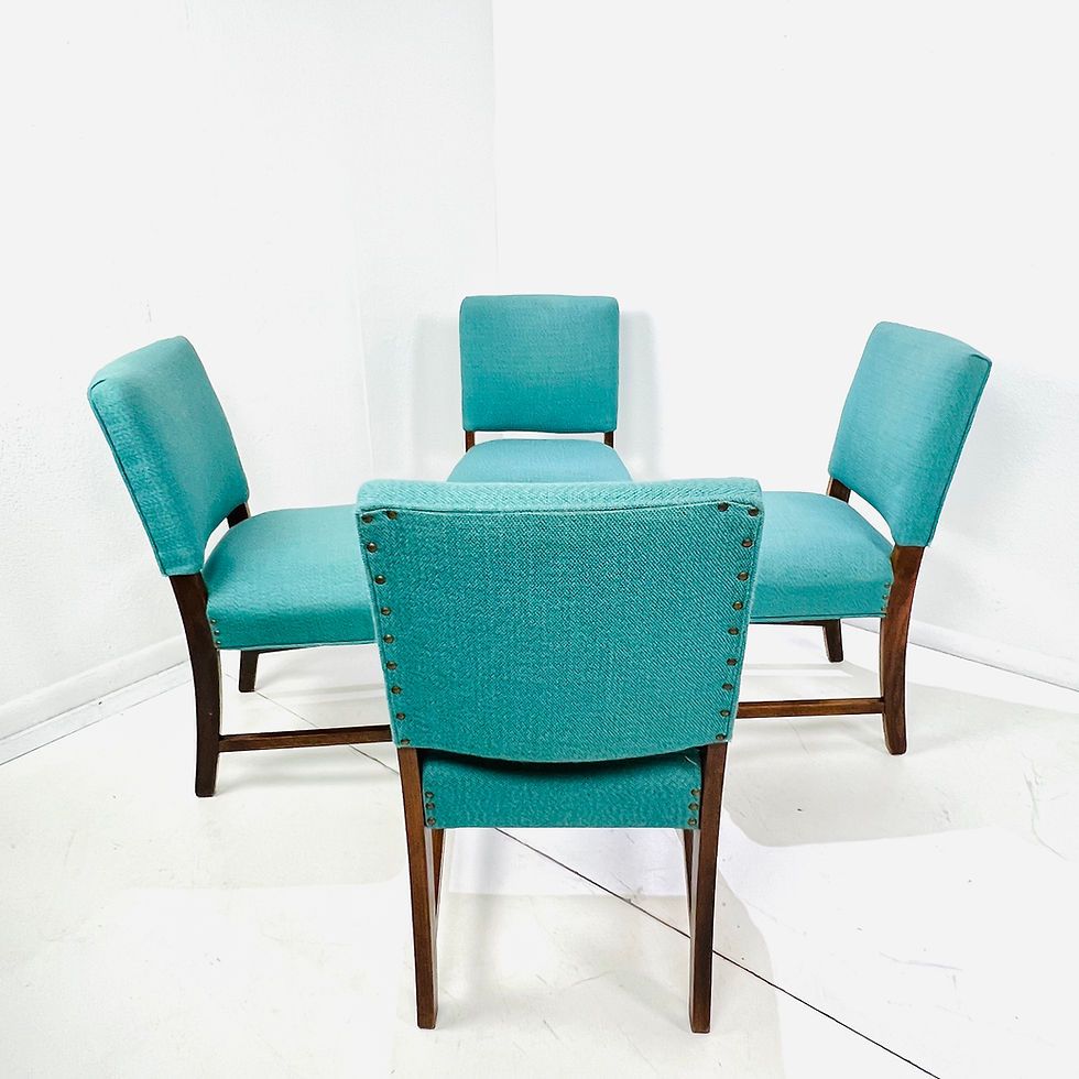 Thumbnail: #1747 Set of 4 MCM Dining Chairs with Teal Upholstery