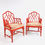 Thumbnail: #5488 Pair of Coral Faux Bamboo Armchairs