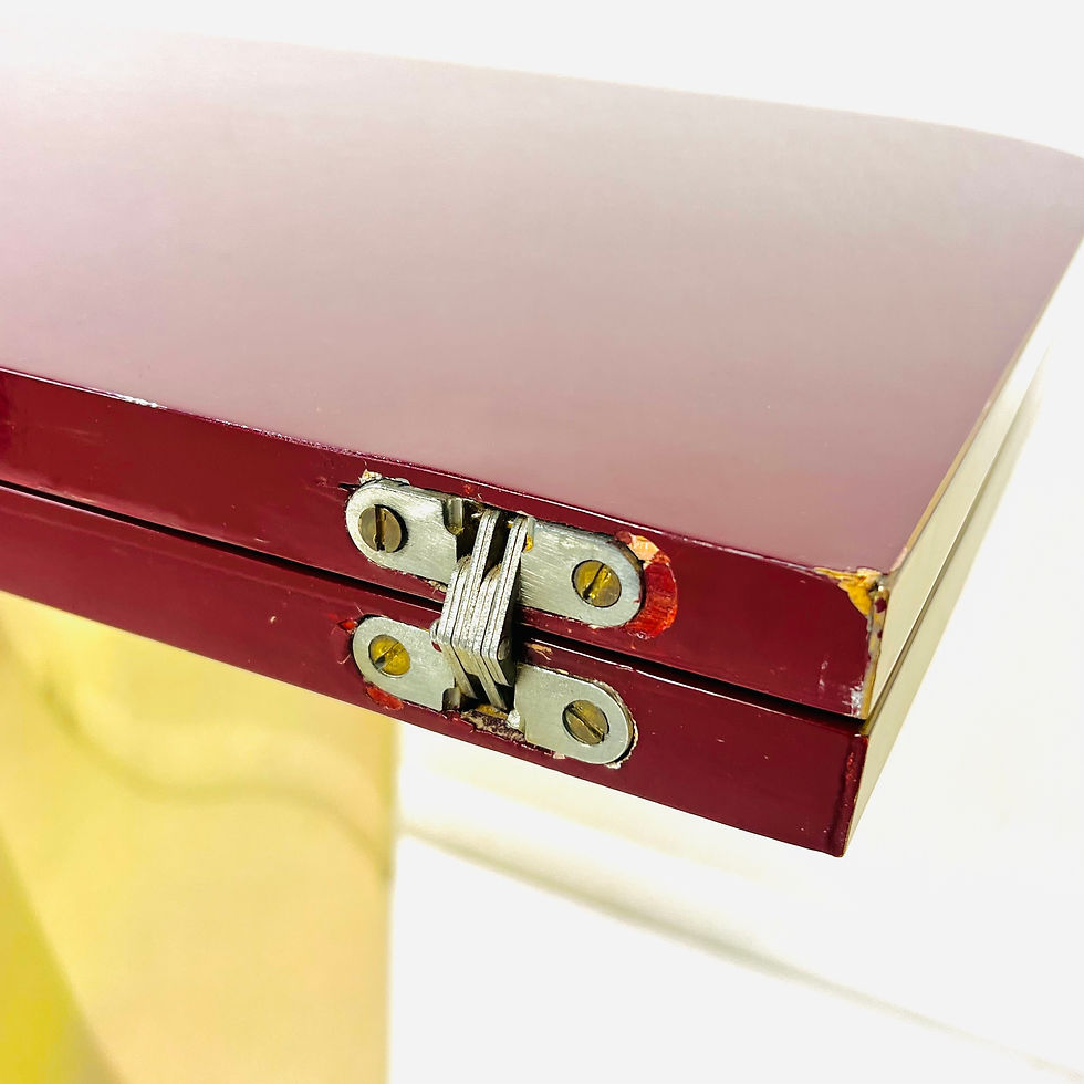 Thumbnail: #1537 Brass & Garnet Lacquer Flip Top Console Table