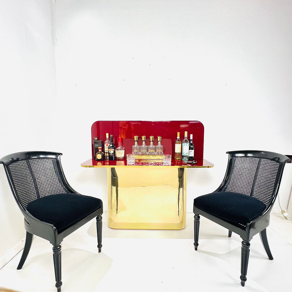 Thumbnail: #1537 Brass & Garnet Lacquer Flip Top Console Table