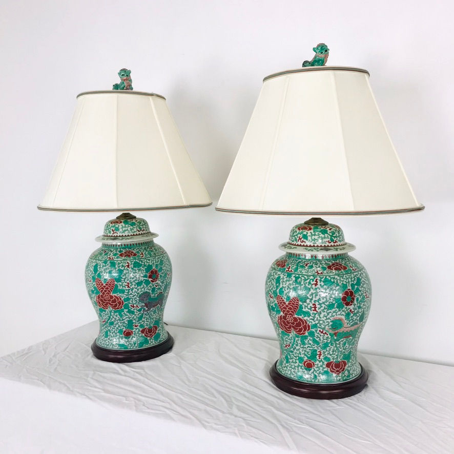 Thumbnail: #5988 Pair of Chinese Urn Lamps