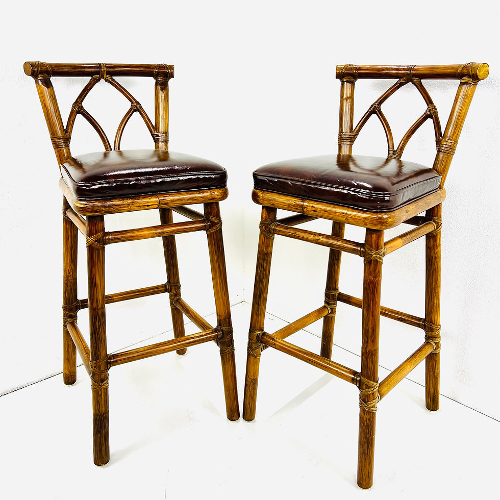 Thumbnail: #1575 Pair of McGuire Organic Modern Rattan Bar Stools