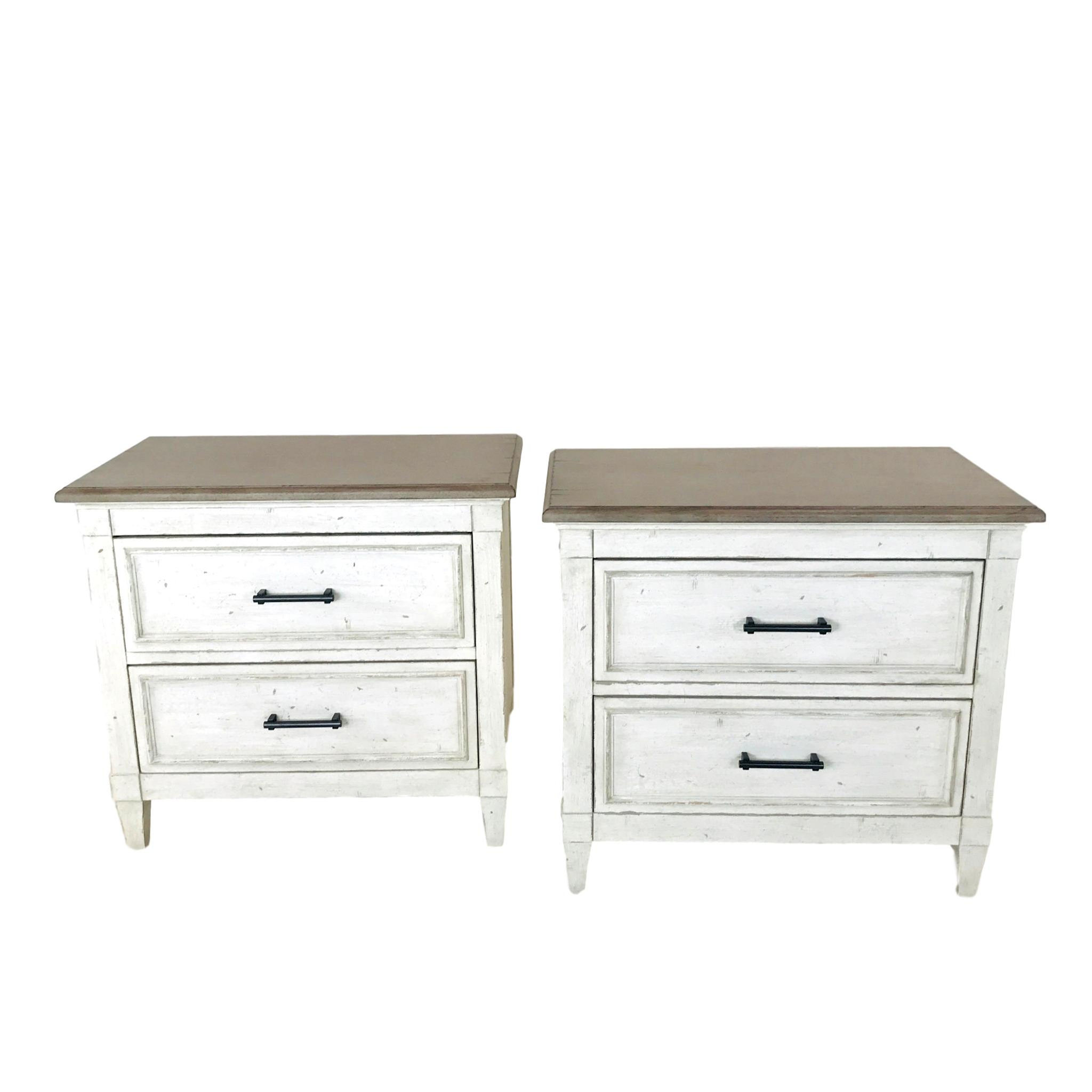 #4854 Pair of Bassett Whitewashed Nightstands