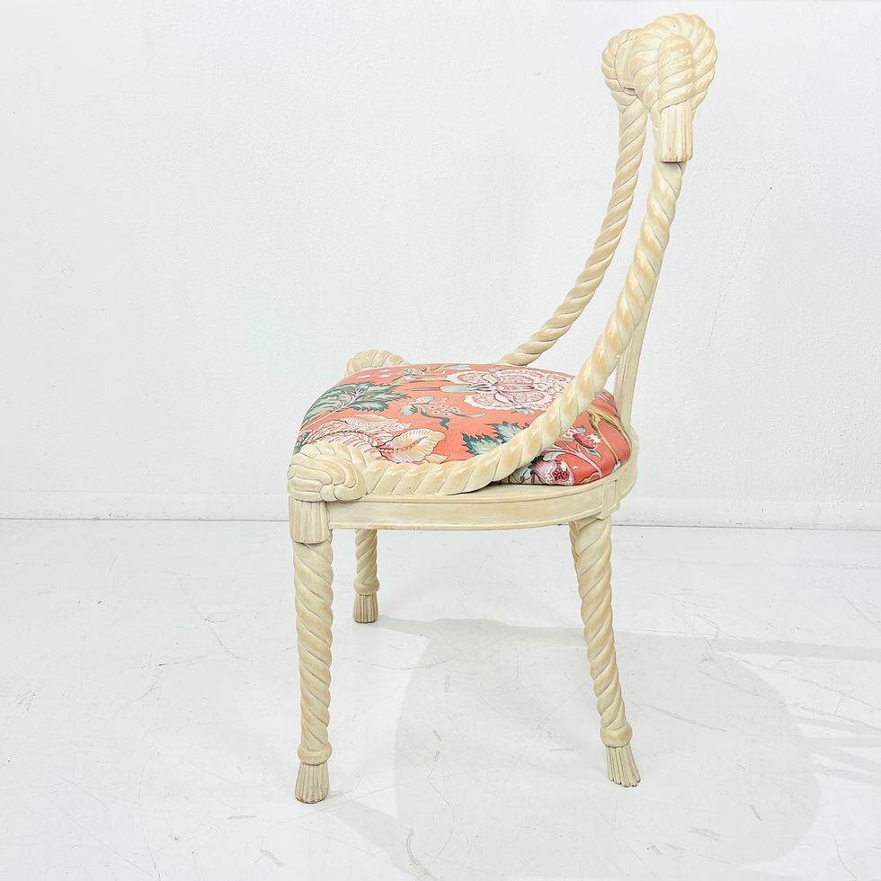 Thumbnail: #1467 Set of 4 Carved Wood Rope & Tassel Dining Chairs