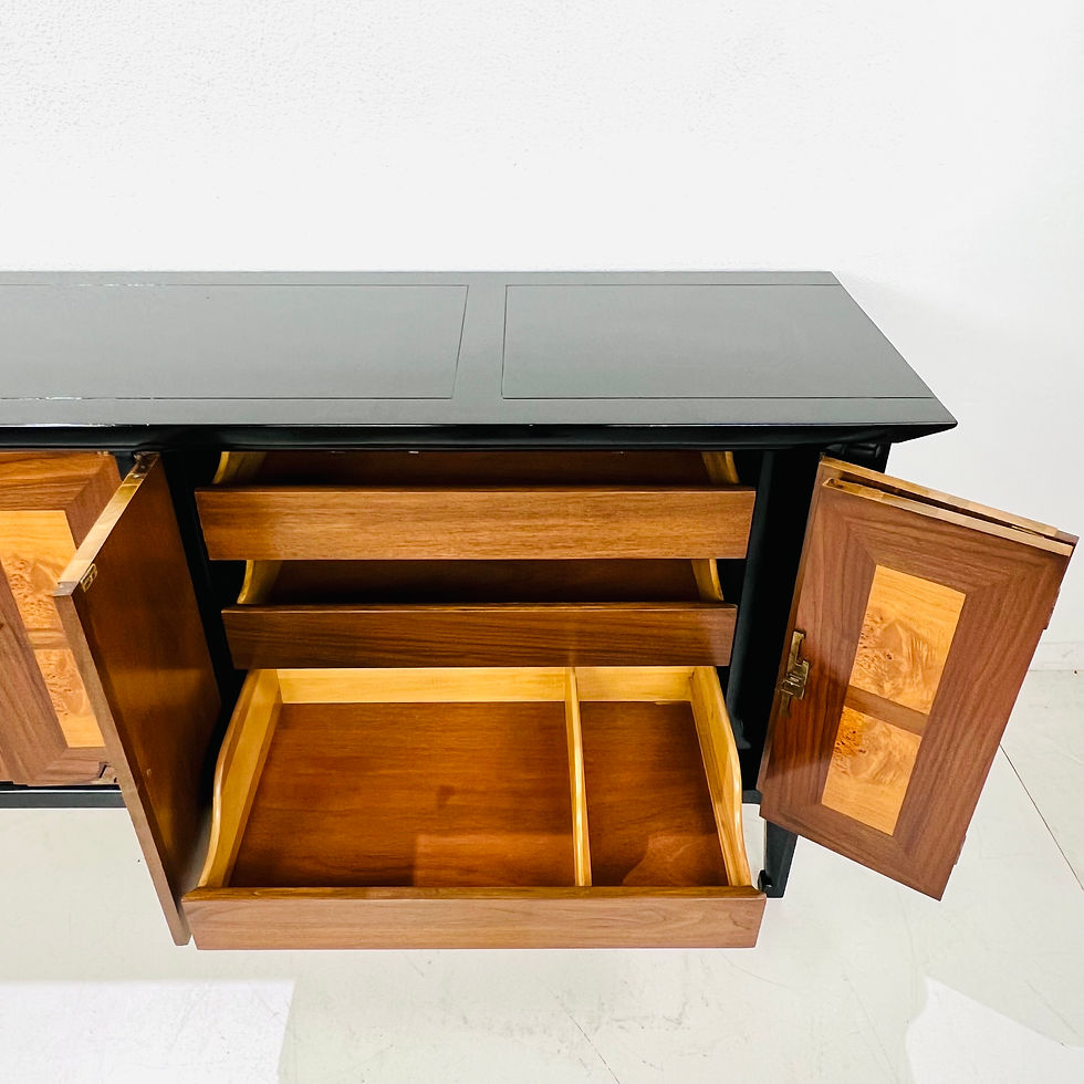 Thumbnail: #1823 Vintage Ebonized Wood & Burl Sideboard / Buffet