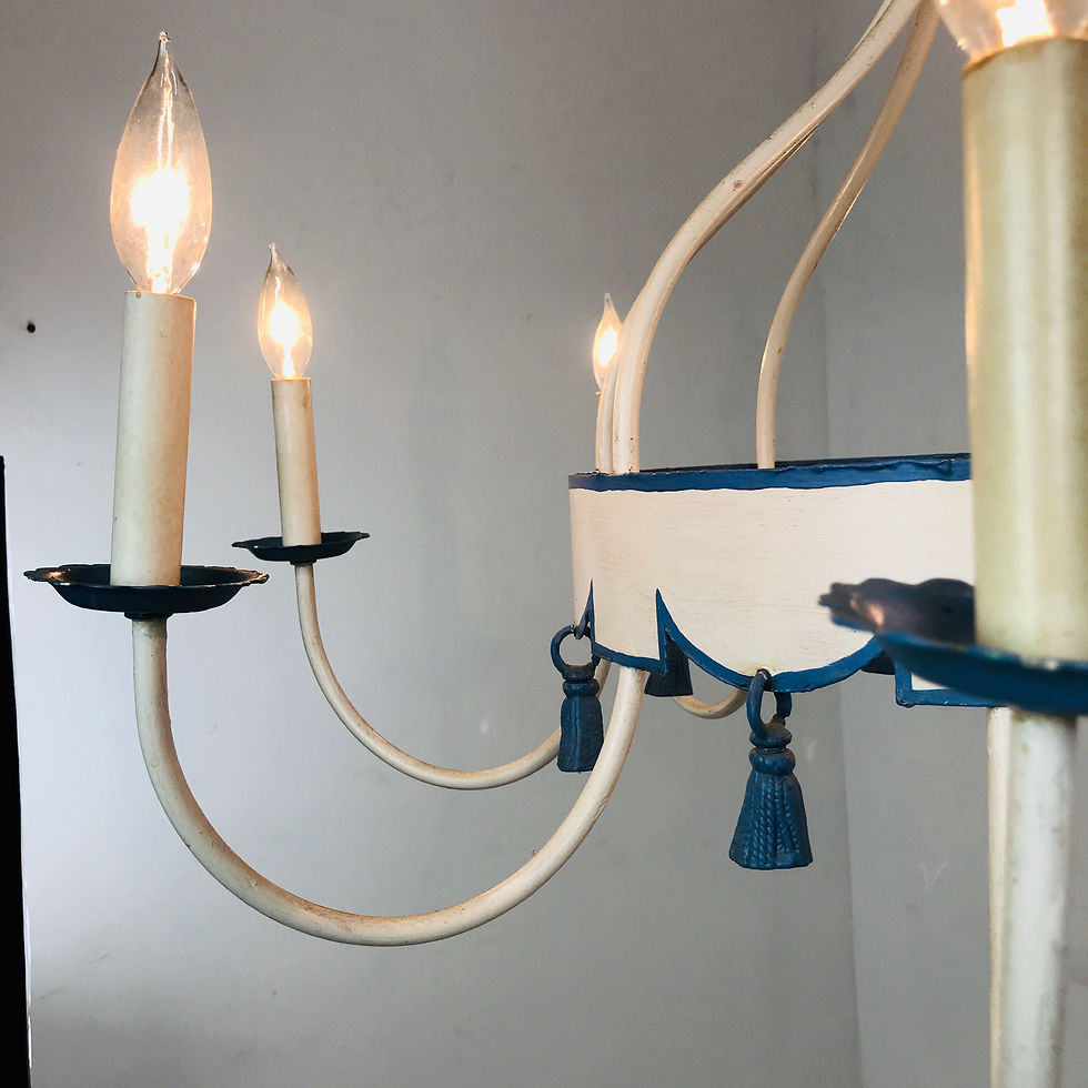Thumbnail: #4874 White & Blue 70s Tassel Chandelier