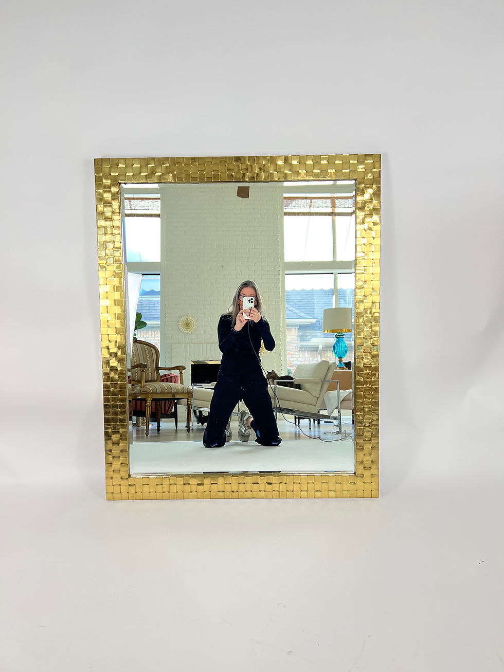 Thumbnail: #1663 Chapman Woven Brass Frame Mirror