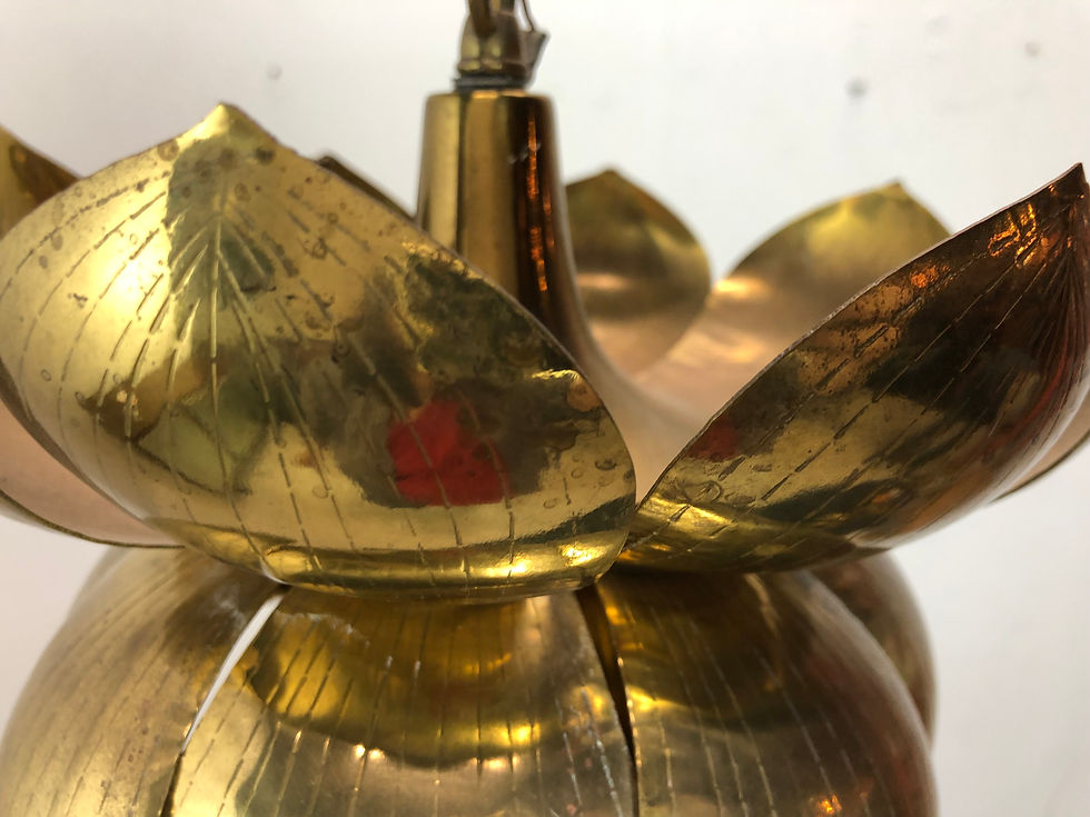 Thumbnail: #2152 Single Petite Brass Lotus Pendant with Ceiling Canopy