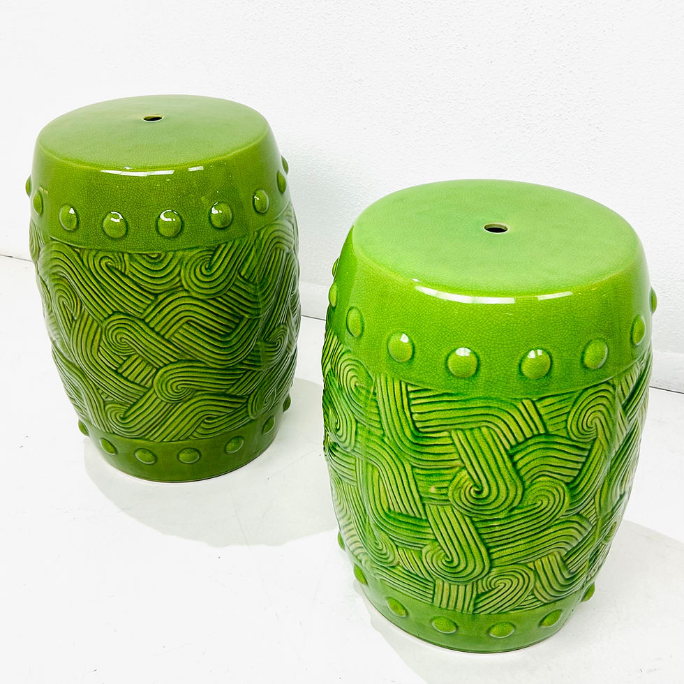 Thumbnail: #1706 Pair of Vintage Green Ceramic Garden Stools
