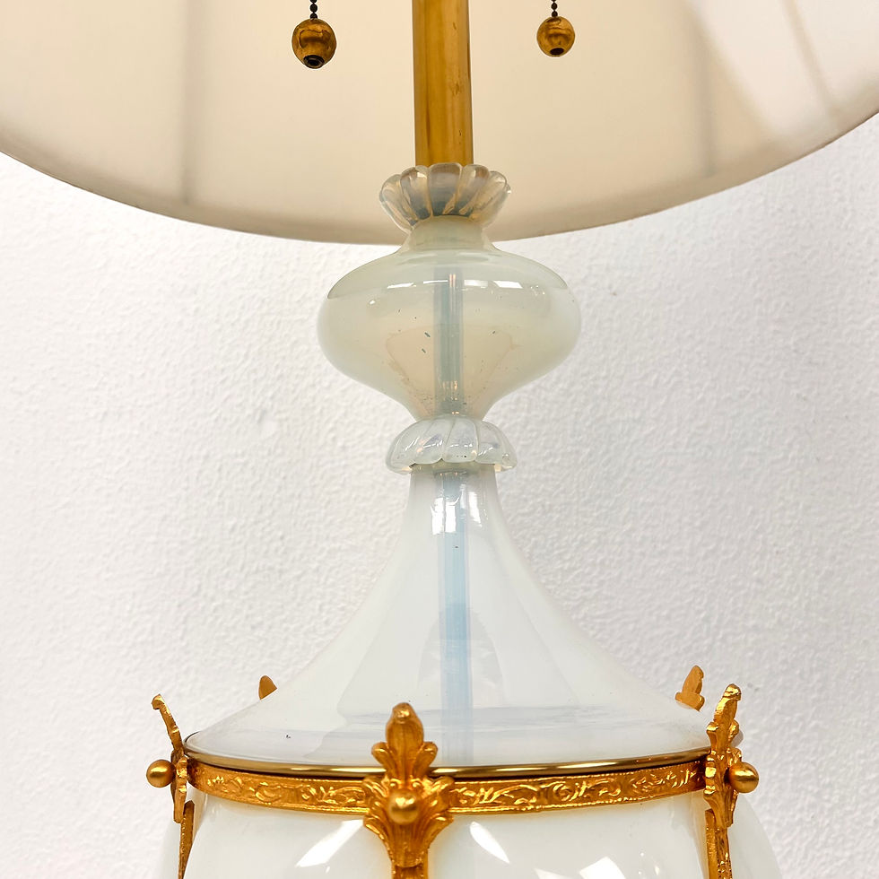 Thumbnail: #1912 Single Murano Opaline Glass Cage Lamp by Marbro