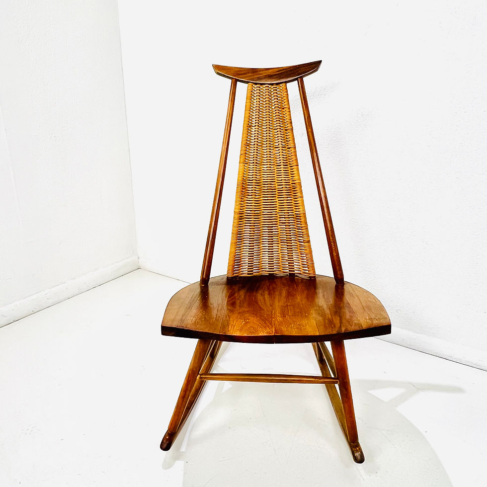 Thumbnail: #1702 Rattan Back Rocker by Arthur Umanoff