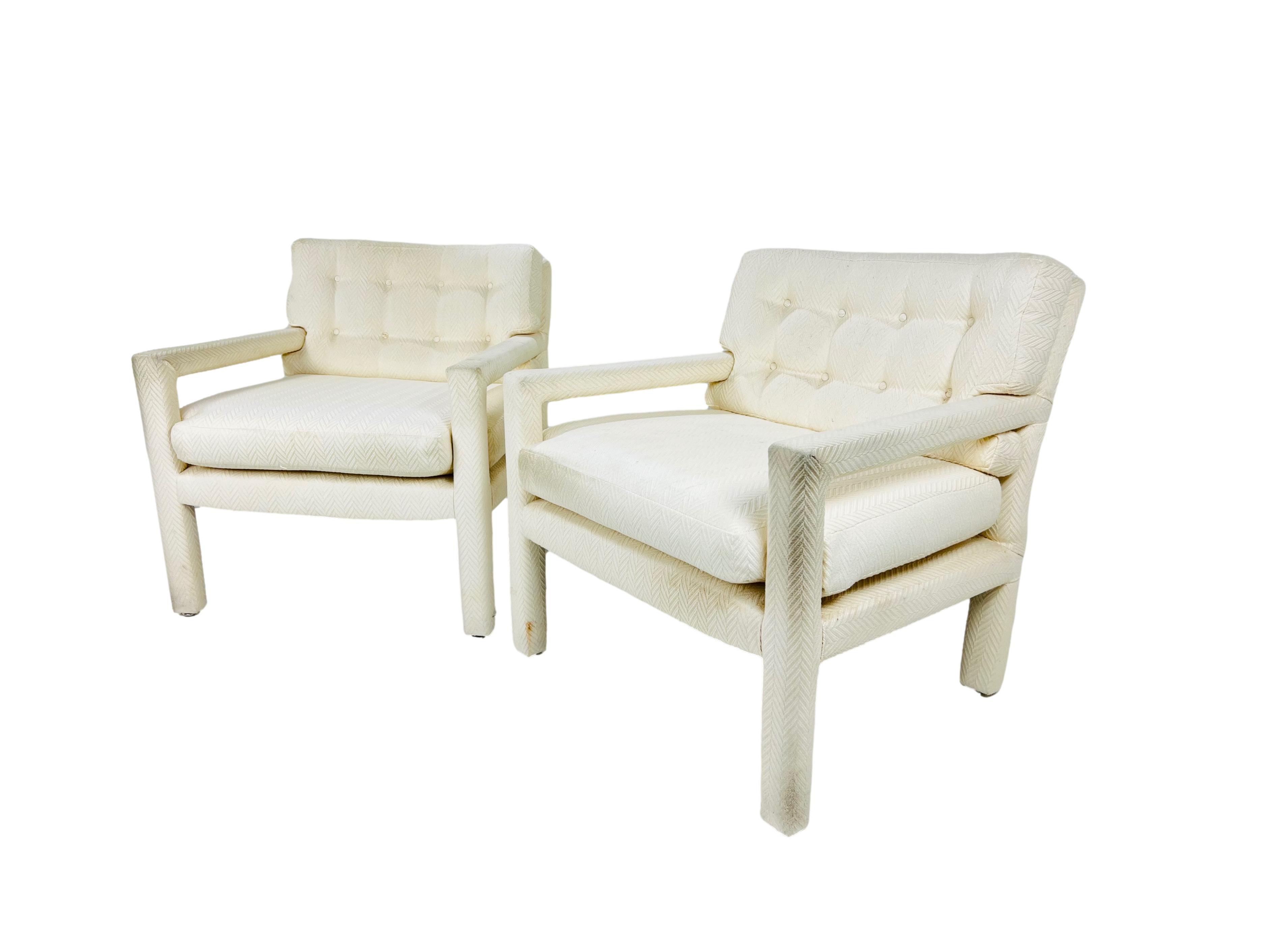 #1631 Pair of Milo Baughman Style Parsons Chairs