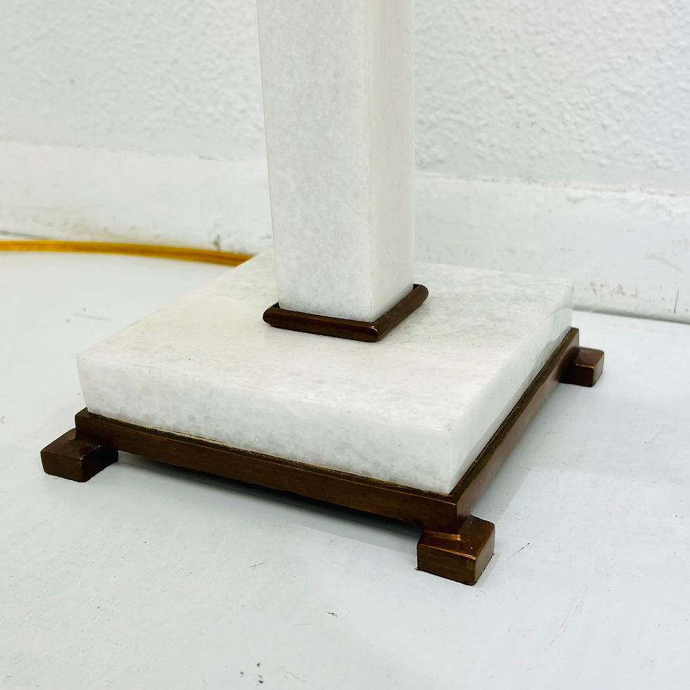 Thumbnail: #1322 Pair of White Marble Italian Lamps with Double Layer Shades