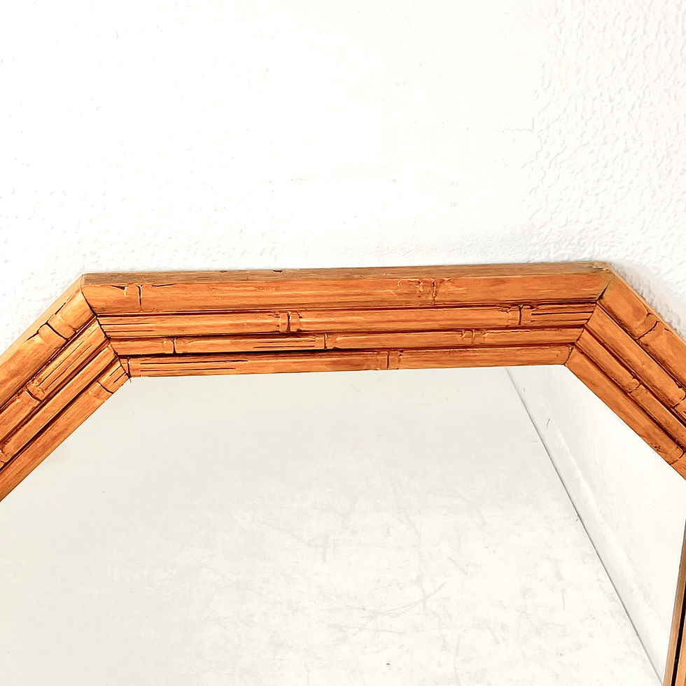 Thumbnail: #1917 Vintage Wood Faux Bamboo Wall Mirror