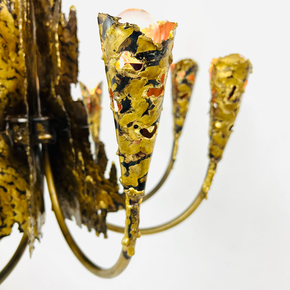 Thumbnail: #1694 Torch Cut Brutalist Chandelier by Tom Greene for Feldman