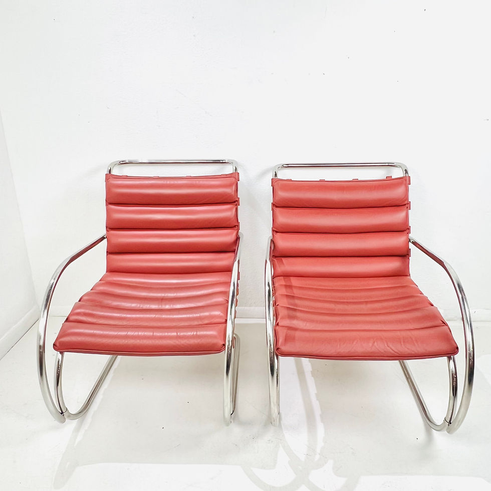 Thumbnail: #1645 Pair of MR Lounge Armchairs by Mies Van Der Rohe for Knoll