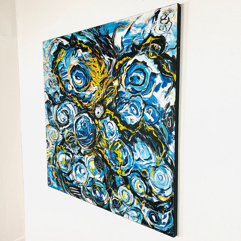 Thumbnail: #1199 "Bluer Than Blue" Acrylic on Canvas by Esther Ritz