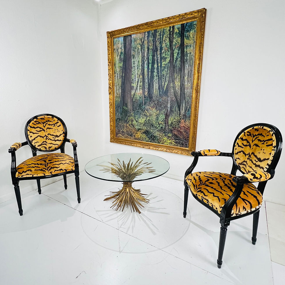 Thumbnail: #1418  Large-Scale Vintage Landscape Oil Painting in Gilded Frame