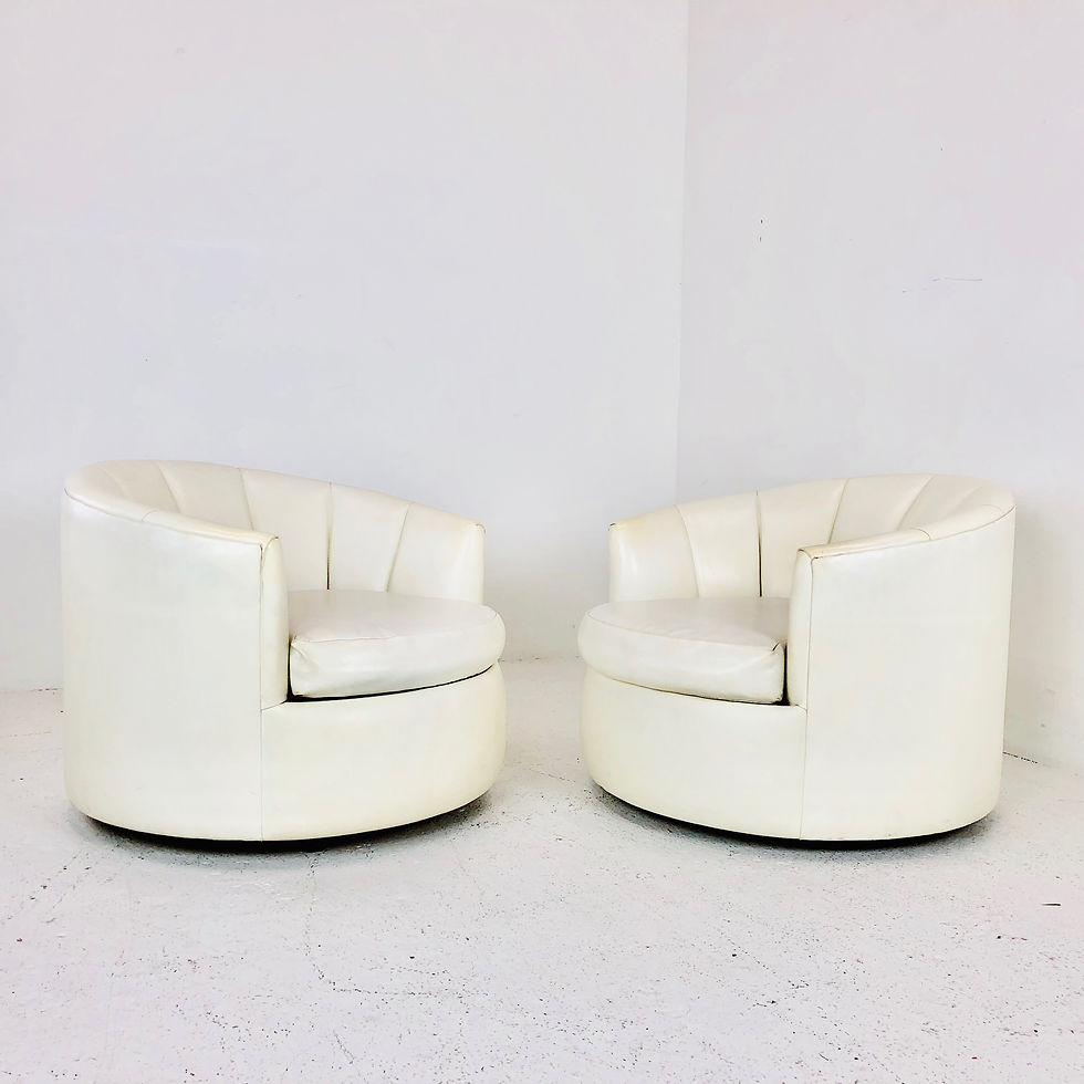 Thumbnail: #4050 Pair of Round Swivel Channel Back Chairs